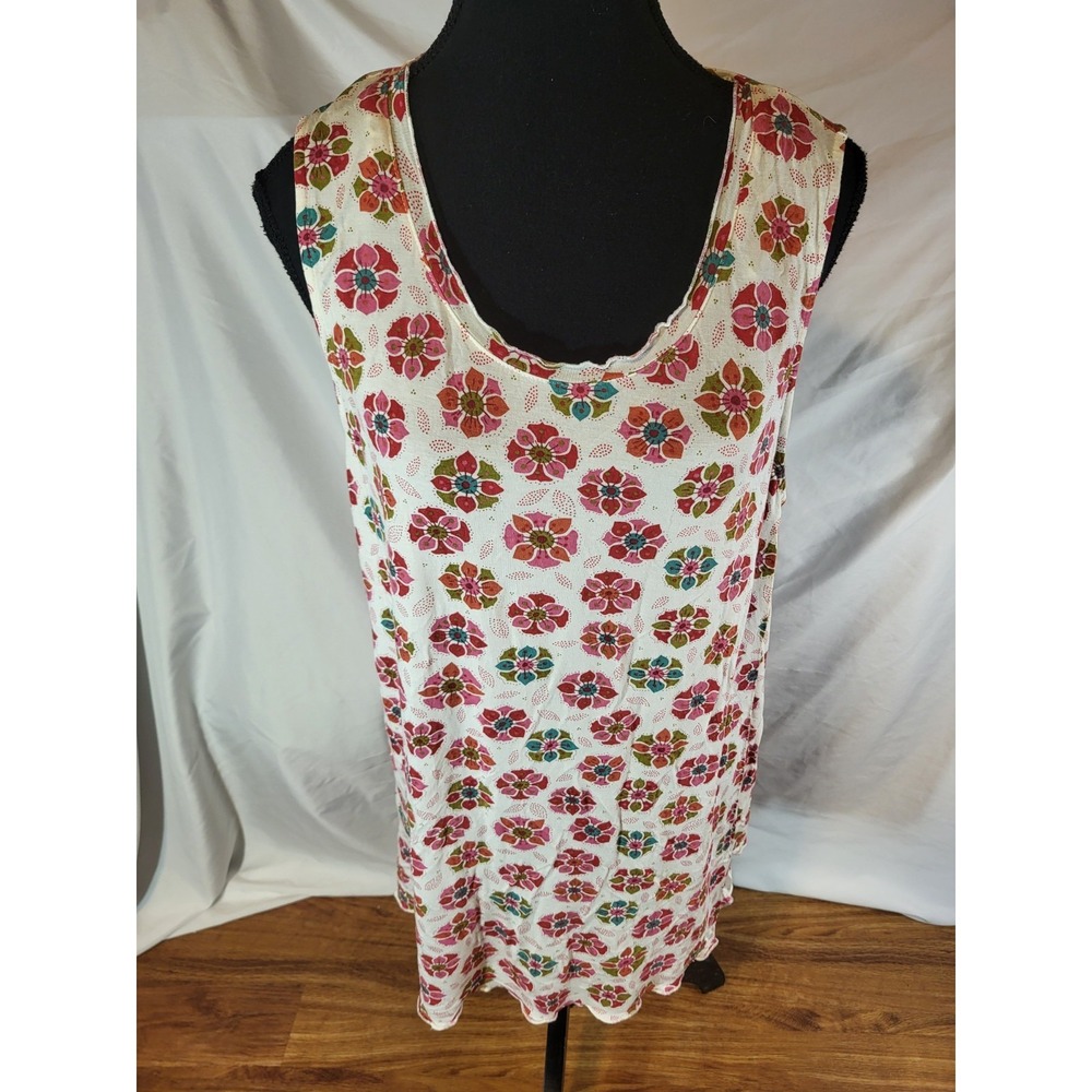 Gudrun Sjödén women's‎ red floral patterned Tunic Lettuce Hem Modal
